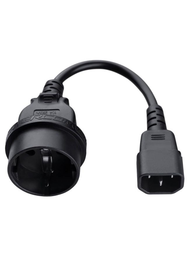 Кабель-перехідник Powercom C14M-CEE 7/4F (IEC M - Schuko F) 10А 0.1м